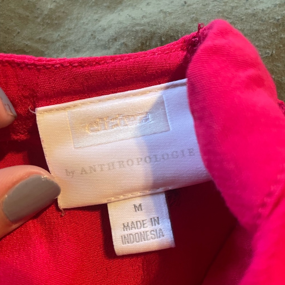 ETT:TWA By Anthro Hot Pink Greenbrier Embroidery Wrap V-Neck Romper - Picture 5 of 10
